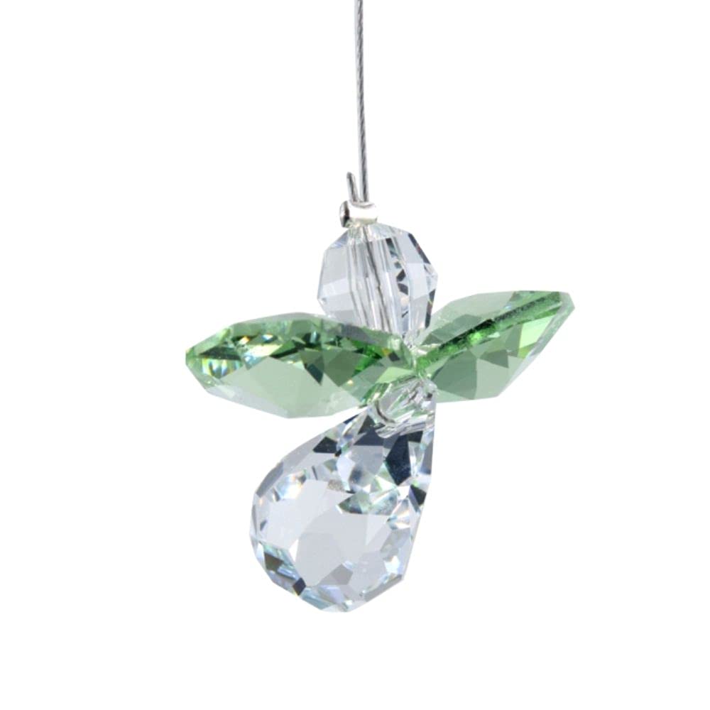 Hanging Crystal Guardian Angel Birthstone Suncatcher AUGUST - PERIDOT - Embellished with Swarovski Crystals