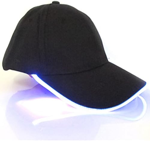 LED Baseball Cap, FAVOLOOK Light Up Hat Black Hip-Hop Sports Travel Party Club Cap with LED Light Adjustable Velcro Fabric Hat with Battery