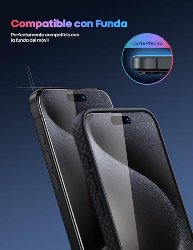 Lamicall Mica para iPhone 16 Pro - [Top 9H Película de Vidrio Templado], Marco de Instalación Fácil, 0 Burbujas, AntiHuellas, Alta Sensibilidad, Protector de Pantalla para iPhone 16 Pro (6.3")