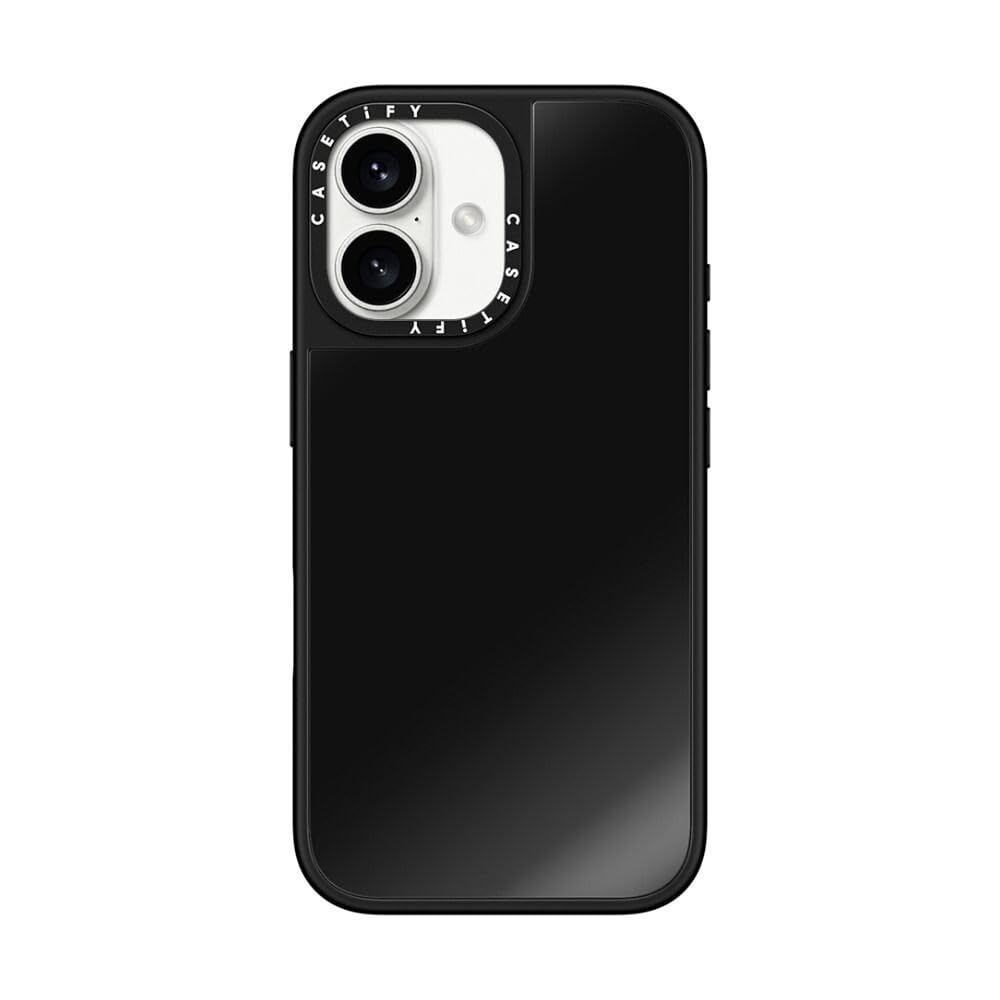 CASETiFY Mirror iPhone 16 Case [Reflective / 4.9 ft. 1X Military Grade Drop Protection/Compatible with Magsafe] - Black on Black