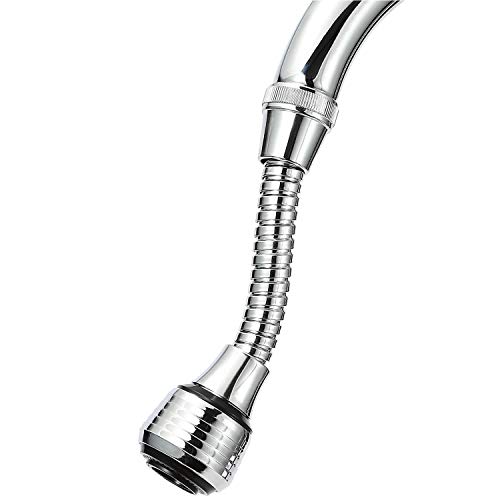 Sink Flexible Faucet Sprayer 360 °Aerator Extend Attachment ABS Polished Chrome for Kitchen Tap Cold Hot Water (Silver)