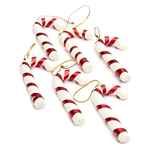 6pcs/set 2016 Xmas Hanging Candy Cane Christmas Party Decoration Mini Crutch For Christmas Tree Ornament (Red)