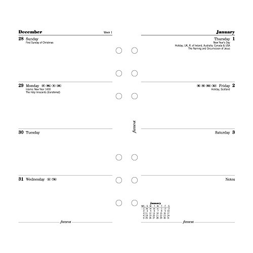 Filofax Week to View Refill for 2016 Personal/Compact Size Yearly Calendar, 6.75 x 3.75