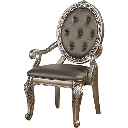 Amazon Com Acme Northville Faux Leather Dining Arm Chair