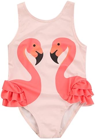 Baby Girls Clothes Cute Swan Lace Romper Swimsuit One Piece Outfits (3-4 Years, Pink 2)