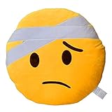 EvZ 32cm Emoji Smiley Emoticon Yellow Round Cushion Stuffed Plush Soft Pillow