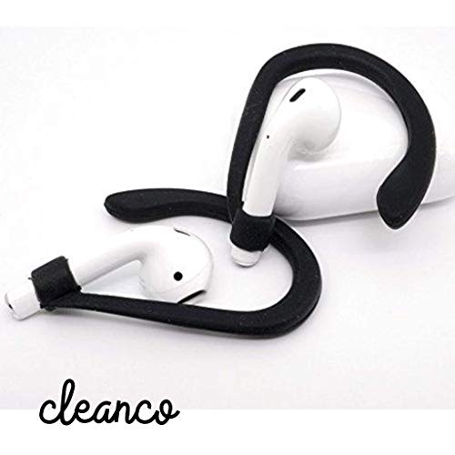 Comfortable Silicone Ear Hooks and Covers Accessories Compatible with Apple AirPods 1 & AirPods 2 or EarPods Headphones/Earphones/Earbuds (Black)