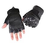 Campstoor Army Military Tactical Gloves Rubber Hard Knuckle Outdoor Gloves Fit Cycling Motorcycle Hunting Hiking Camping Powersports Airsoft Paintball(Black Fingerless, Large)