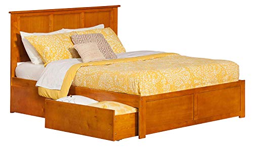 Atlantic Furniture AR8652117 Madison Platform Bed with 2 Urban Bed Drawers, King, Caramel