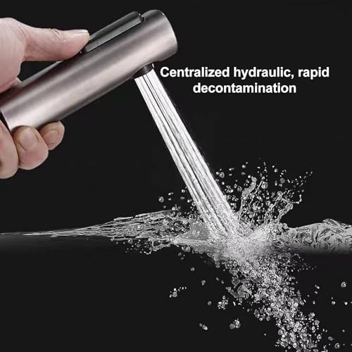 Grifos para Bidé,Ducha Bidet Acero Inoxidable, Grifo Portatil para WC Kit Ducha de Lavabo, con Soporte, Adaptador y Manguera WC,para higiene femenina, riego de flores, lavado de coches, duchas(Plata)
