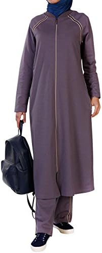 Nevvera Tulip, Track Suit With Cotton Blended, Zippered Long Tunic For Hijabi Women (6, Lavender)