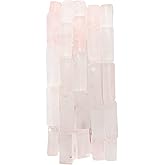 BEADIA Natural Rose Quartz Crystal Tube Beads 13x4mm 30pcs Rectangle Loose Semi Gemstone Beads for Jewelry Making Design