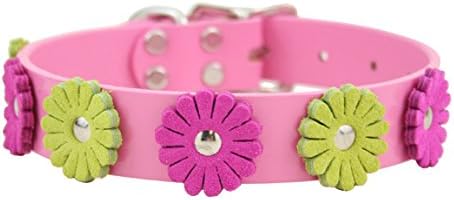 Leather Flower Dog Collar - PINK 26