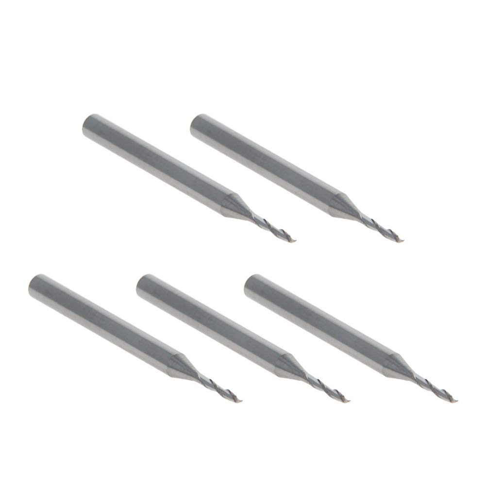 Utoolmart 1/8 inches Shank 1.2mm x 6mm Carbide Flat Nose End Mill Cutter CNC Router Bits 2 Flute for Acrylic PVC MDF Hardwood 5pcs