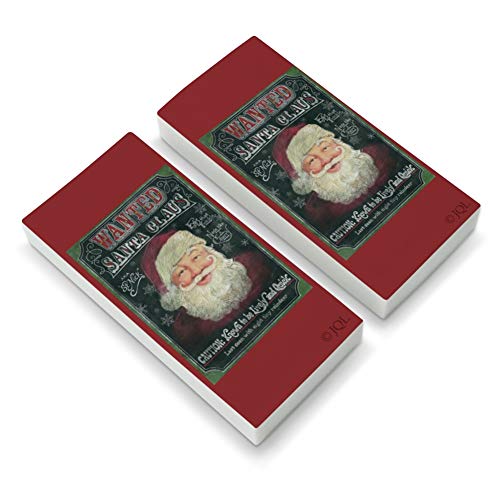 Christmas Holiday Santa Claus Wanted Poster Chalkboard Eraser Set of 2