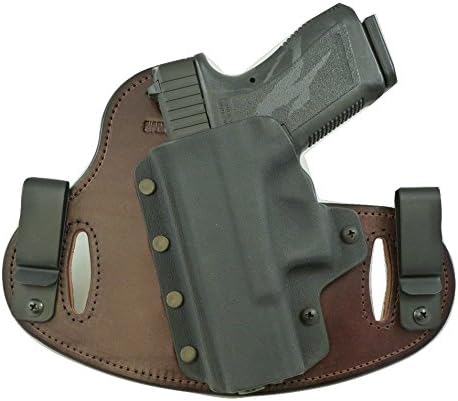 Hidden Hybrid Holsters, Smith &amp; Wesson M&amp;P Shield 9MM/40SW - Black Kydex/ Brown Leather- LH Draw