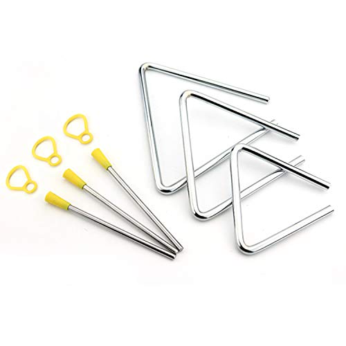 luakesa Musical Steel Triangle Instrument Set with Striker dinner bells for kids(Pack of 4 5 6 Inch)