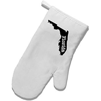 TOOLOUD Florida - United States Shape White Printed Fabric Oven Mitt