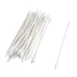 uxcell 25 Pcs White Plastic Makeup Remover Double Pointed Ended Cotton s Swabs