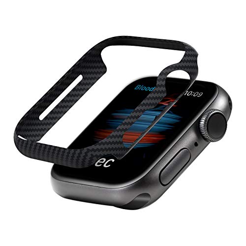 PITAKA Air Case for Apple Watch 44mm Series 6/SE/5/4 Slim Genuine Aramid Fiber Exquisite Refined Minimalist Apple Watch Case Slim Protective Watch Cover with Snug Fitment - Black