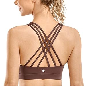 CRZ YOGA Women’s Strappy Sports Bra Full Coverage Padded Supportive Cute Workout Yoga Bra Tops Sexy Back