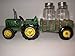 Green Tractor and Wagon Salt & Pepper Shaker Set - Farm Decor