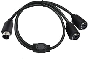 Traovien S-Video 7 Pin Mini DIN Y Splitter Cable, Mini 7-Pin DIN S-Video Male to 2 Female Y Splitter Extension Adapter Cable for TV Receiver, TV, Monitor, Projector,Etc(50CM/20Inch) (7pin M/2F)