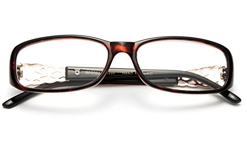 Newbee Fashion - Womens Slim Fit Temple Design Metal Frame Clear Lens Glasses