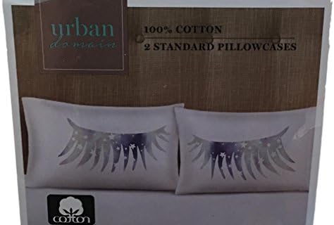 Urban Domain 00% Cotton Standard Pillowcase Set of 2 (Purple Eyelashes, Standard Set of 2)