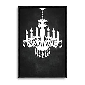 Framed Canvas Wall Art for Living Room, Bedroom Chandelier Silhouette VIII Canvas Prints for Home Decoration Ready to Hang - 16x24 inches