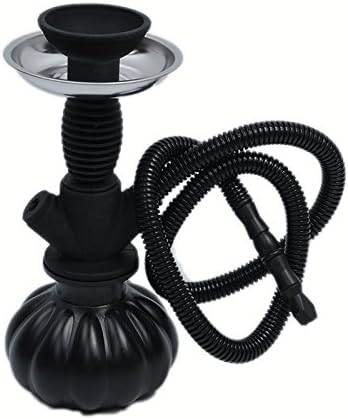 Babilon 9.1" Premium Shisha Hooakh Complete Set One Hose Narguile Silicone Plastic Hookah (Black)