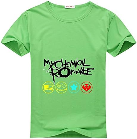 163169NASBVXFSXQ My Chemical Romance girl's Crew Neck Tee shirt Green M(10-12Y,Chest:84cm)