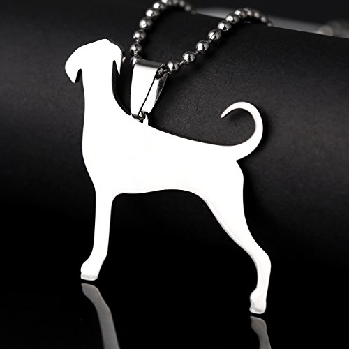 Stainless Steel Natural Ear and Undocked Tail Doberman Dobie Pet Dog Tag Breed Collar Charm Pendant Necklace