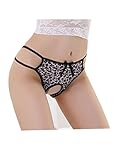Sexyangels Womens Open Crotch Underwear Thongs Lace G-Strings Sexy Panties, Silver, One Size
