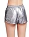 SweatyRocks Women's Yoga Hot Shorts Shiny Metallic Pants Silver Grey L
