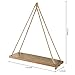 MyGift 17-inch Light Burnt Wood Wall Hanging Rope Swing Decorative Shelves and Farmhouse Décor, Set of 2