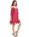 Milumia Women's Summer Cold Shoulder Crochet Lace Sleeve Loose Beach Dress Rose M