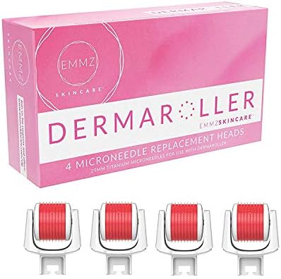 Derma Roller Microneedle 4 Piece REFILL Kit by EMMZ SKINCARE, Face Roller Replacement Extra Skin Roller Heads for Microdermabrasion Serum Absorption Skin Care Tool Derma Dermapen Microneedling
