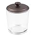 MetroDecor mDesign Bathroom Vanity Glass Canister Jar for Epsom Bath Salts, Soap, Cotton Balls, Swabs - Pack of 2, Clear/Bronze
