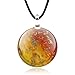 Chuvora Murano Glass Golden Stardust Sunset Sky Red Yellow Round Pendant Necklace, 18-20 inches