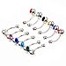12 Pcs Double Jeweled CZ Crystal Belly Button Navel Rings Body Jewelry Piercing 316L Surgical Steel14G 7/16