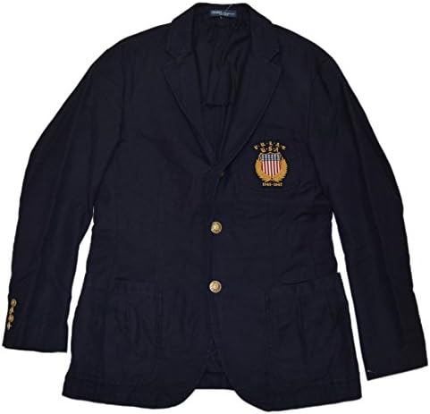 Polo Ralph Lauren Mens Linen Cotton USA Blazer Sport Coat Jacket Navy Brass 42L