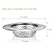 Pictek 3-Piece 4.5-Inch Diameter Non-Deformable Corrosion-Resist Stainless Steel Sink Drain Strainer with Stripe Wave Mesh, Silver
