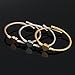 Komene Triple 3 Titanium Steel Cable Wire Cuff Twisted Bangle Bracelet Set for Women Teen Girls, Silver/Golden/Rose Golden
