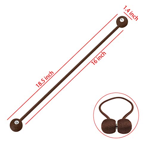 YOBAYE Magnetic Curtain Tiebacks, 4 Pack Drape Tie Backs Decorative Curtain Rope Holdbacks for Home Kitchen Office Window Drapes, No Drilling & Holes Required,Coffee