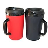 GAMA Electronics 2 ThermoServ Foam Insulated Coffee Mugs 34 oz (1) Black & (1) Red