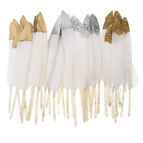 OHPHCALL 40pcs Goose DIY Craft Decoration for Clothing Bags Wedding and Parties Natural with Gold and Silver Accents