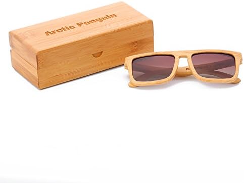 Arctic Penguin Mens Womens Bamboo Wood Retro Wayfarer Sunglasses With Polarized Lens