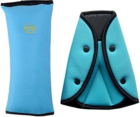 Forgoer Auto Pillow Car Safety Belt Protect Shoulder Pad Adjust Vehicle Seat Belt Cushion with Seat Belt Adjuster for Kids Children (Blue)