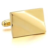 INBLUE Men's Rhodium Plated Cufflinks Gold Tone Square Shirt Wedding